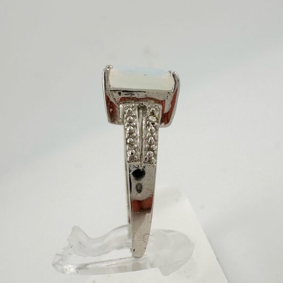 Beautiful Natural Opal Ring with Small Diamond Accent - Size 7.25 - Picture 6 of 16